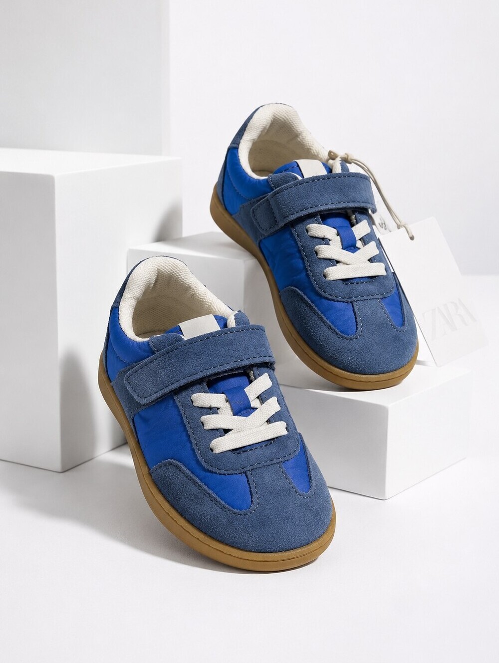 Zara Kids Blue Retro Gum Sole Sneakers Sz 26 NWT
